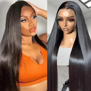 30 36 Inch 13x6 Bone Straight HD Lace Frontal Human Hair Wig 100% Virgin Hair Pre Plucked Full & Thick Lace Front Wigs for Women
