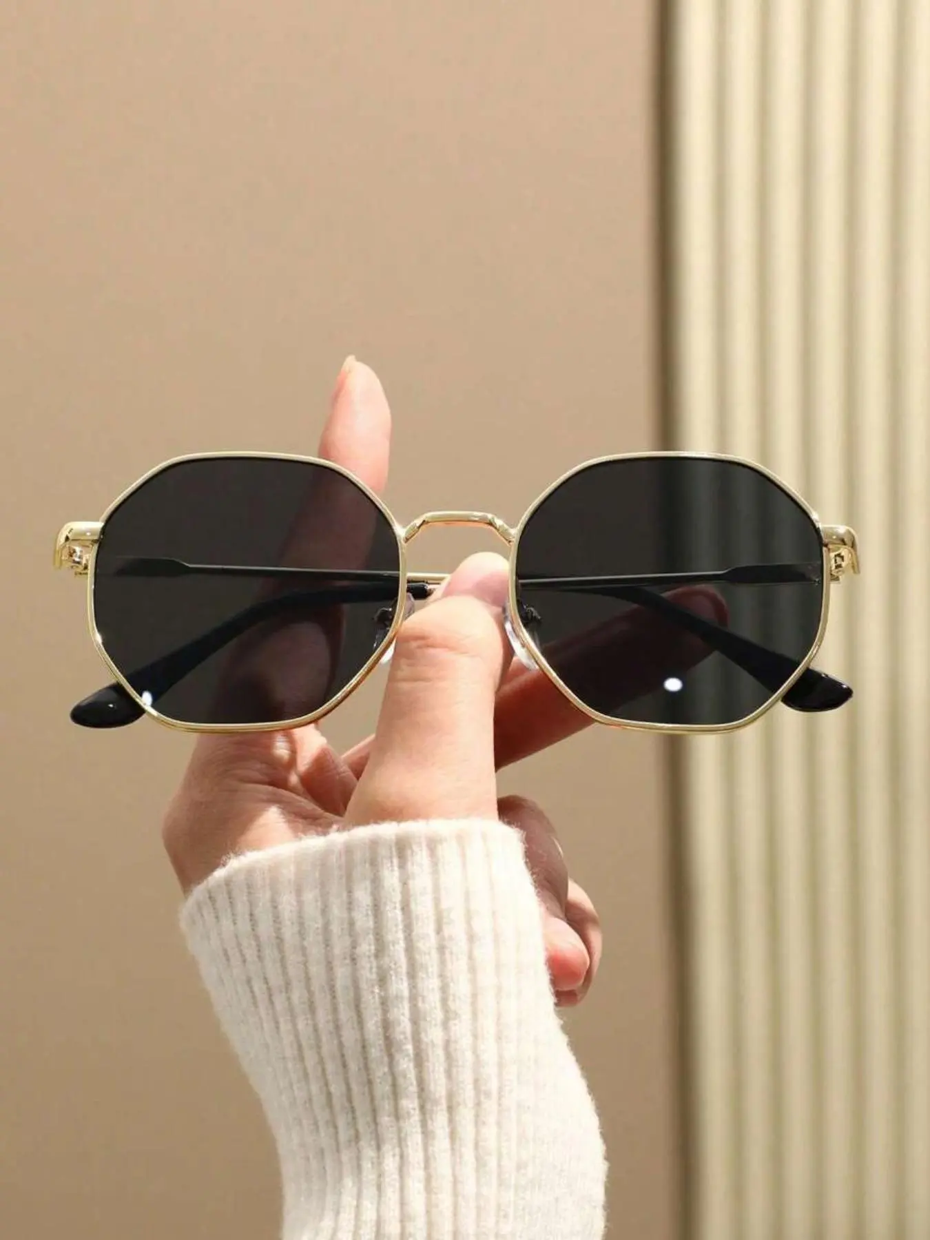 Women's Fashionable Geometric Frame Sunglasses, Trendy Casual Sunglasses for Everyday Use, Fashion Accessories for Outdoor Activities