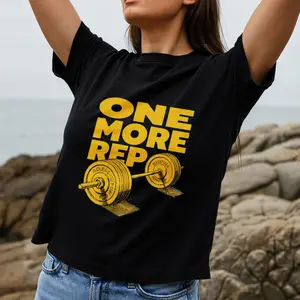 Casual Sporty Style Women's T-Shirt One More Rep Barbell Graphic Summer Workout Gift For Fitness Enthusiasts