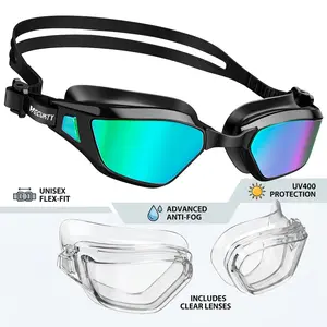 【Vecukty】Adjustable Strap Anti Fog Goggles, Black Professional Swim Accessories for Men & Women
