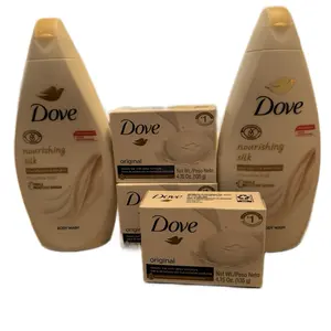 Dove Skincare Bundle - Two 450mL Shea Butter and Vanilla Scent Body Wash & Three Shea Butter and Vanilla Scent Soap Bars Hydrating