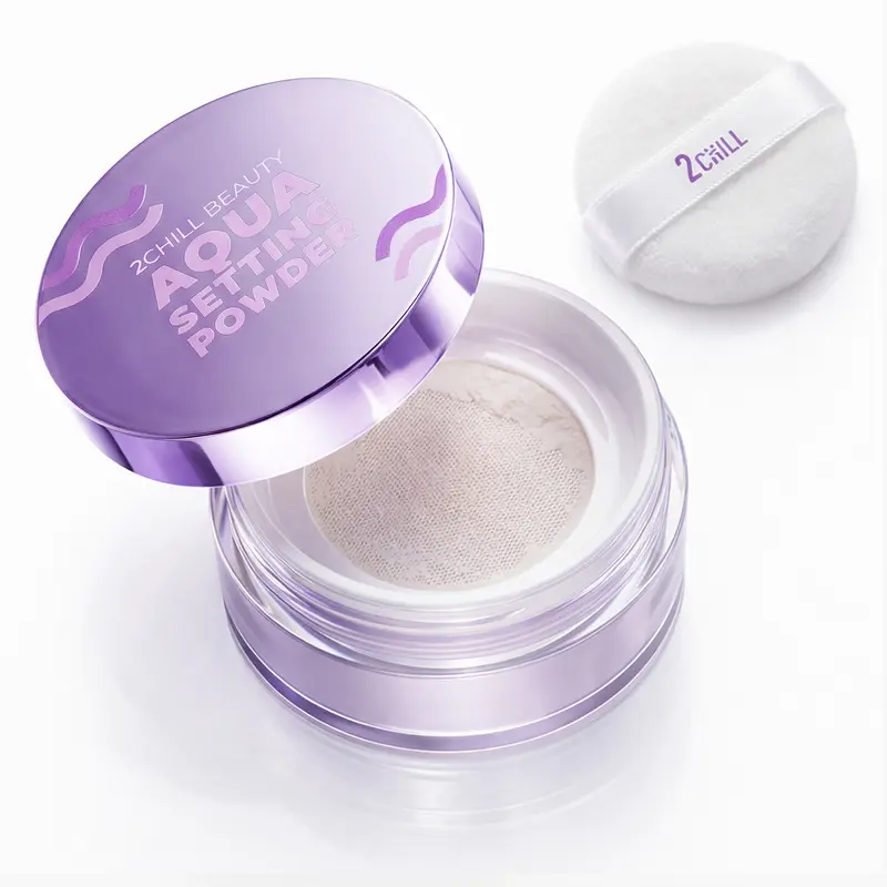 2CHILL Aqua Setting Powder, Translucent Face Powder with 45% Water Essence, Hydrating Matte Finish, Blurs Pores & Brightens Skin, Pressed Loose Setting Powders for Oil Control, Waterproof Sweat Resis