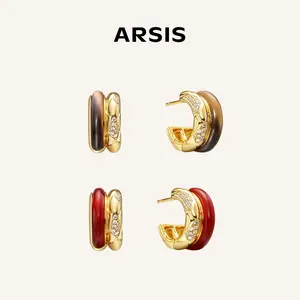 Felice Double Hoop Earrings | 18K Gold-Plated CZ Earrings with 925 Silver Posts – Elegant Layered Design for Women