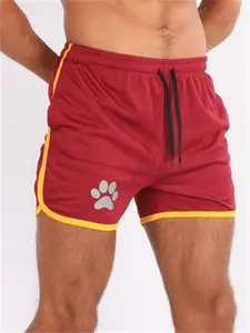 Men's Summer Running Shorts, Breathable Gym Sports Pants with Pockets, Outdoor Training Casual Daily Wear, Bear Print Three-Quarter Length