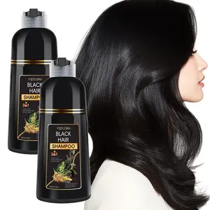 1pcs/2pcs 500ml black hair dye shampoo, hair dye, shampoo and hair care three in one, easy to use, gentle and non irritating herbal extract, natural black hair, more shiny, making hair look healthier, Herbal Hair Color