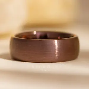 Brown Tungsten Ring, Brushed Finish - 8MM