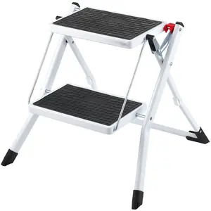 Step Ladder 2-Step 330lbs Capacity, Ergonomic Folding Steel Step Stool with Wide Anti-Slip Pedal, Sturdy Step Stool for Adults Toddlers, Multi-Use for Household, Kitchen, Office, RVs