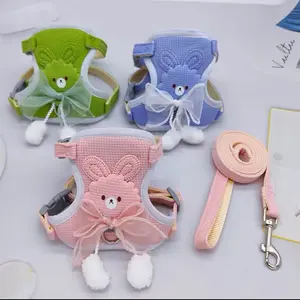 Conjunto de Arnés y Chaleco para Perros y Gatos, Grueso, Transpirable, con Diseño de Puntos Dobles en Color Sándwich,
