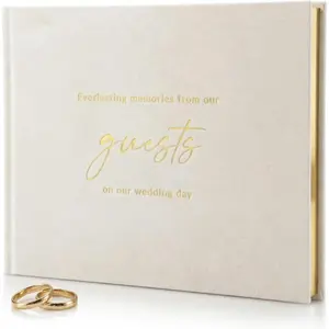 Beautiful Elegant Velvet Wedding Guest Book for Wedding Reception, Sign in and Add Polaroid Photos, Perfect Bridal Shower Guest Book for Your Special Day