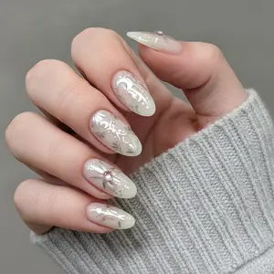 24 pcs Press On Nail Set for Any Occasion Easy Application Versatile Use Compact Packaging Ideal for Parties Weddings or Everyday Wear