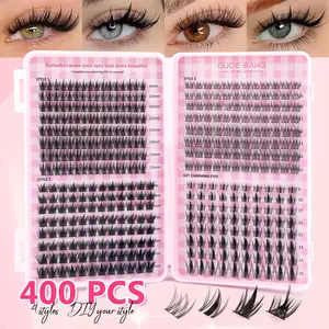 400pcs Natural Volume Lash Clusters, Anime Style False Eyelashes, CC Curl Individual Extensions, DIY Home Use, 8-16mm Bottom Lashes, Wispy Lashes Clusters