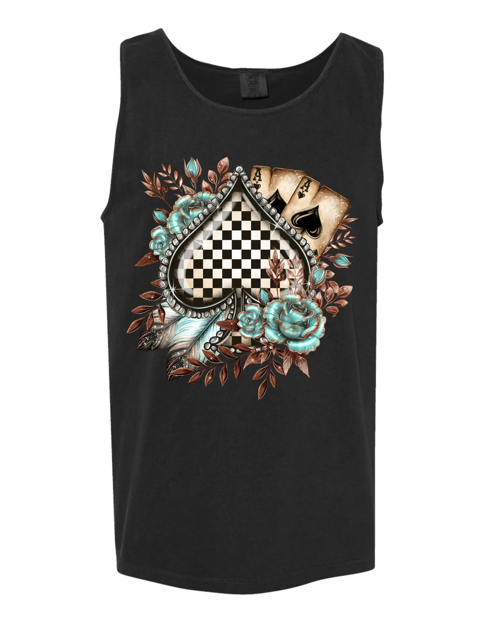 Ace of Spades on a Comfort Color Tank Top  Sleeveless Womenswear