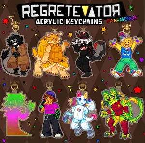 Regretevator Keychains: Bive, Split, Pest, Poob, Party Noob, Unpleasant Gradient, Infected, Prototype, Gnarpy, Regretevator Charm, Regretevator Roblox Charm, Perfect Accessories For Bag, Key, Gift For Roblox Fan