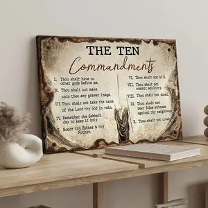 Wooden Framed Canvas The Ten Commandments Poster, Biblical Ten Commandments Poster, Modern Art Decoration, Home Poster, Ideal Gift, Ornaments