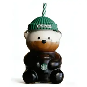 2026 Glass Bearista Cup Limited Edition Bear Tumbler gift new,1/2Pcs,Cup,New Year's Gift,Coffee Cup