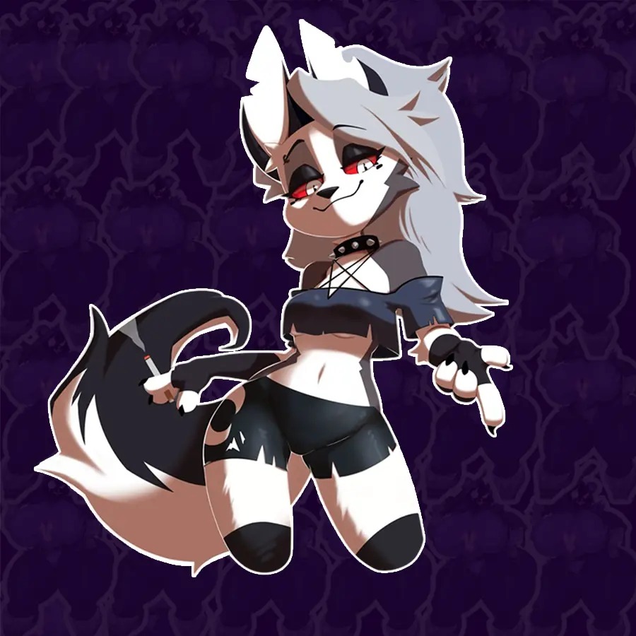 Rebel Wolf Girl Sticker – Cool Gothic Anime Vinyl Decal for Laptop, Car, or Journal – Gift for Furry and Anime Fans