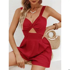 Out Cut Color Solid s VCAY tiktok Women Halter Jumpsuit For Vacation