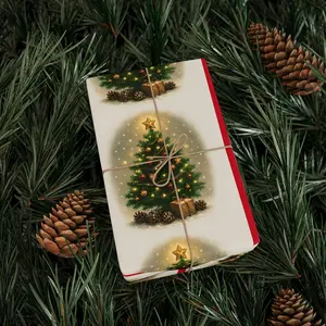 Wrapping Paper, Christmas Tree Holiday Gift Wrap, Festive Xmas Present Packaging, Seasonal Gift Decor, Rustic Wrapping Sheets, Yuletide