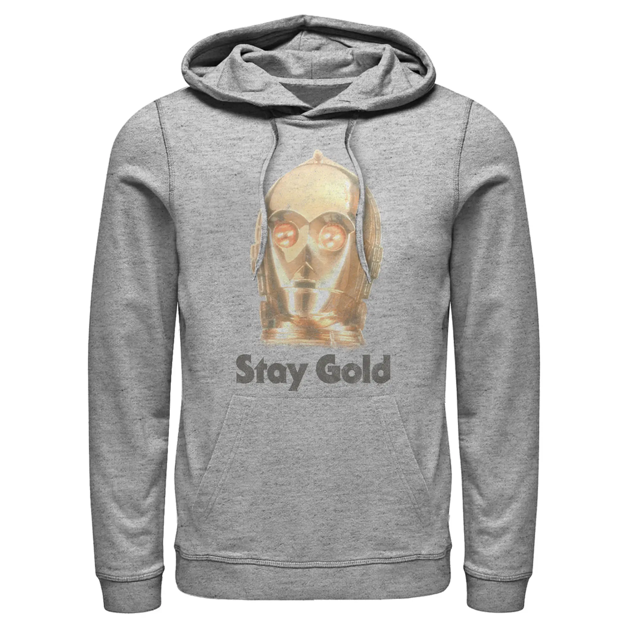 Men's Star Wars: The Rise of Skywalker C-3PO Stay Gold Lightweight Cotton Pullover Hoodie, Menswear Casual Streetwear with Character Print, Hang Dry Top
