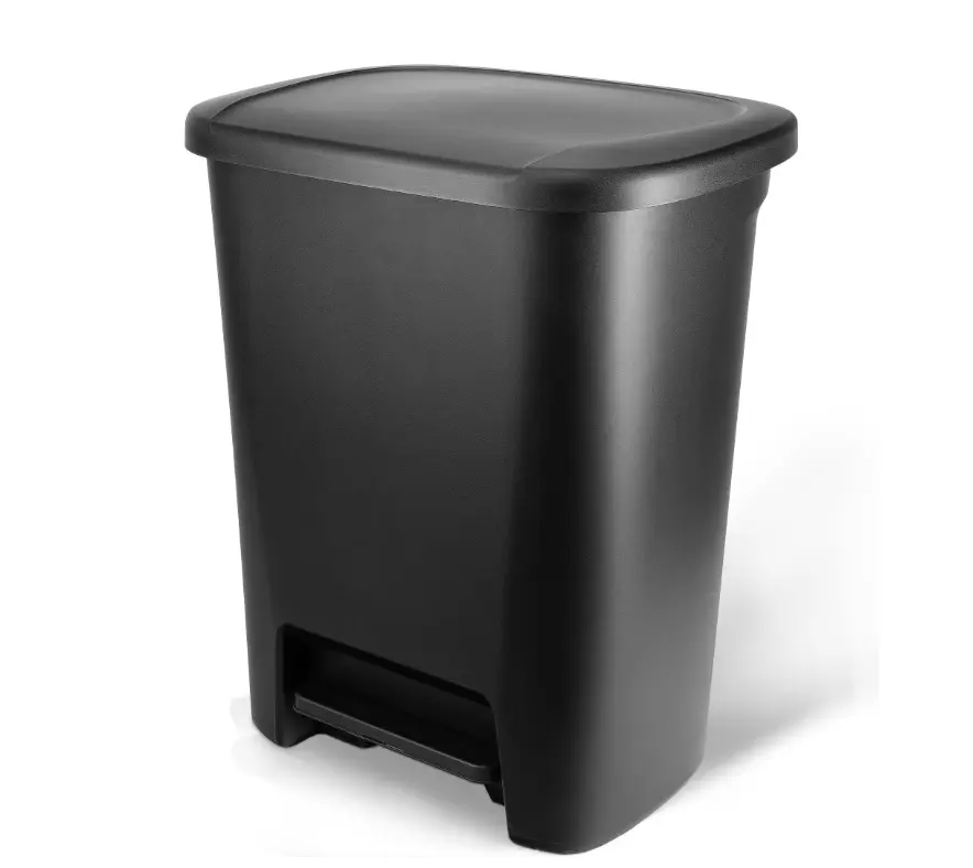 Kitchen Trash Can, 20.1 Gallon Plastic Step Garbage Bin with Foot Pedal Lid, Black
