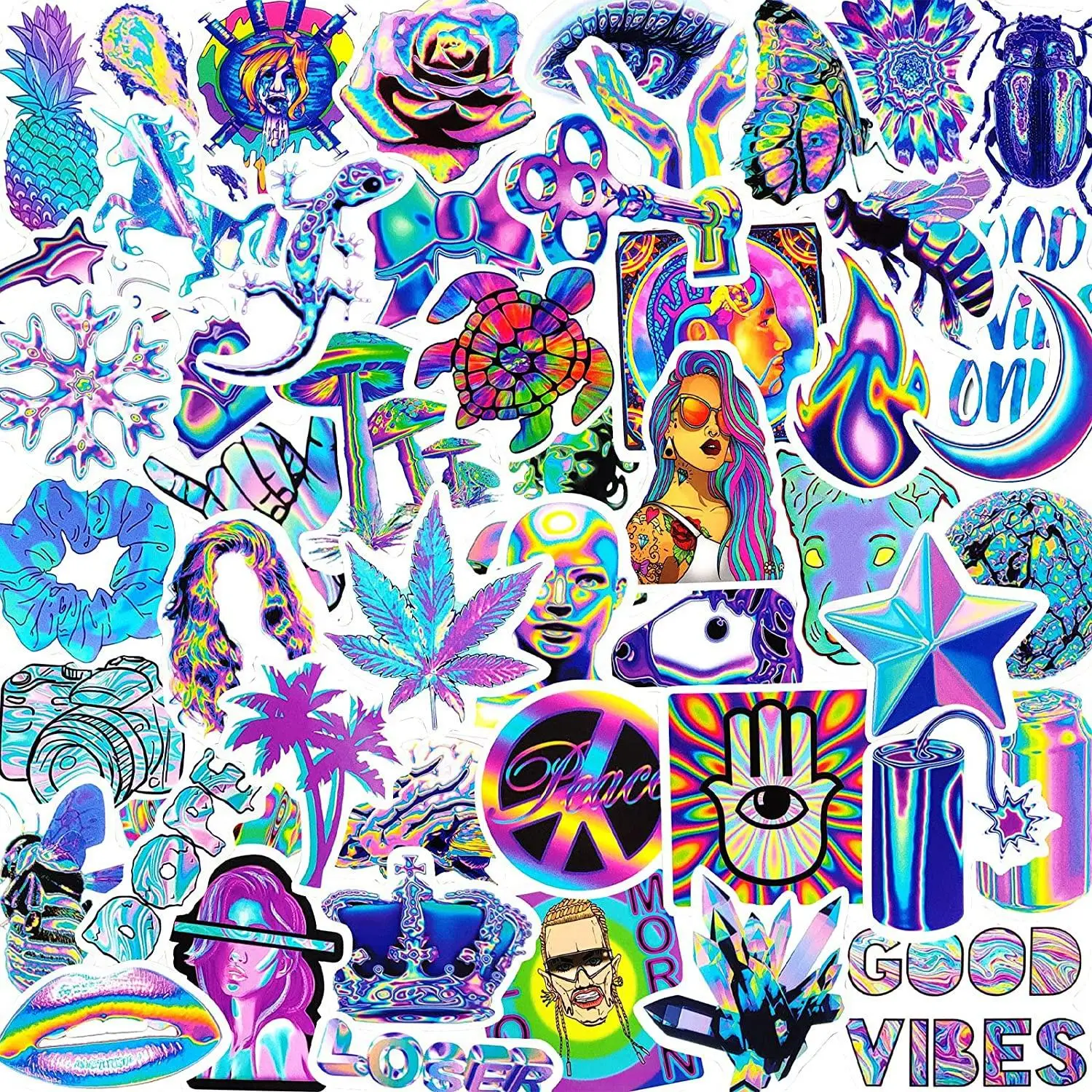 Fashionable Colorful Graffiti Sticker, 50pcs/set Creative Self Adhesive Decorative Stickers, DIY Decals for Cars, Water Bottle, Laptop, Phone Case, Sc