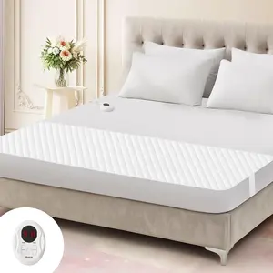 Waterproof Heated Mattress Pad, ETL Certified Bed Warmer with 9 Heat Settings, 1-12 Hours Auto Off Deep Pocket, Machine Washable, White Foot Queen