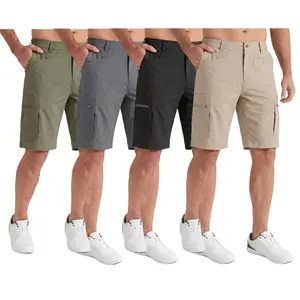 Men’s summer outdoor sports cargo shorts featuring side zip pockets, single-row button placket, straight loose fit—ideal for daily commuting, street casual wear, and hiking activities.