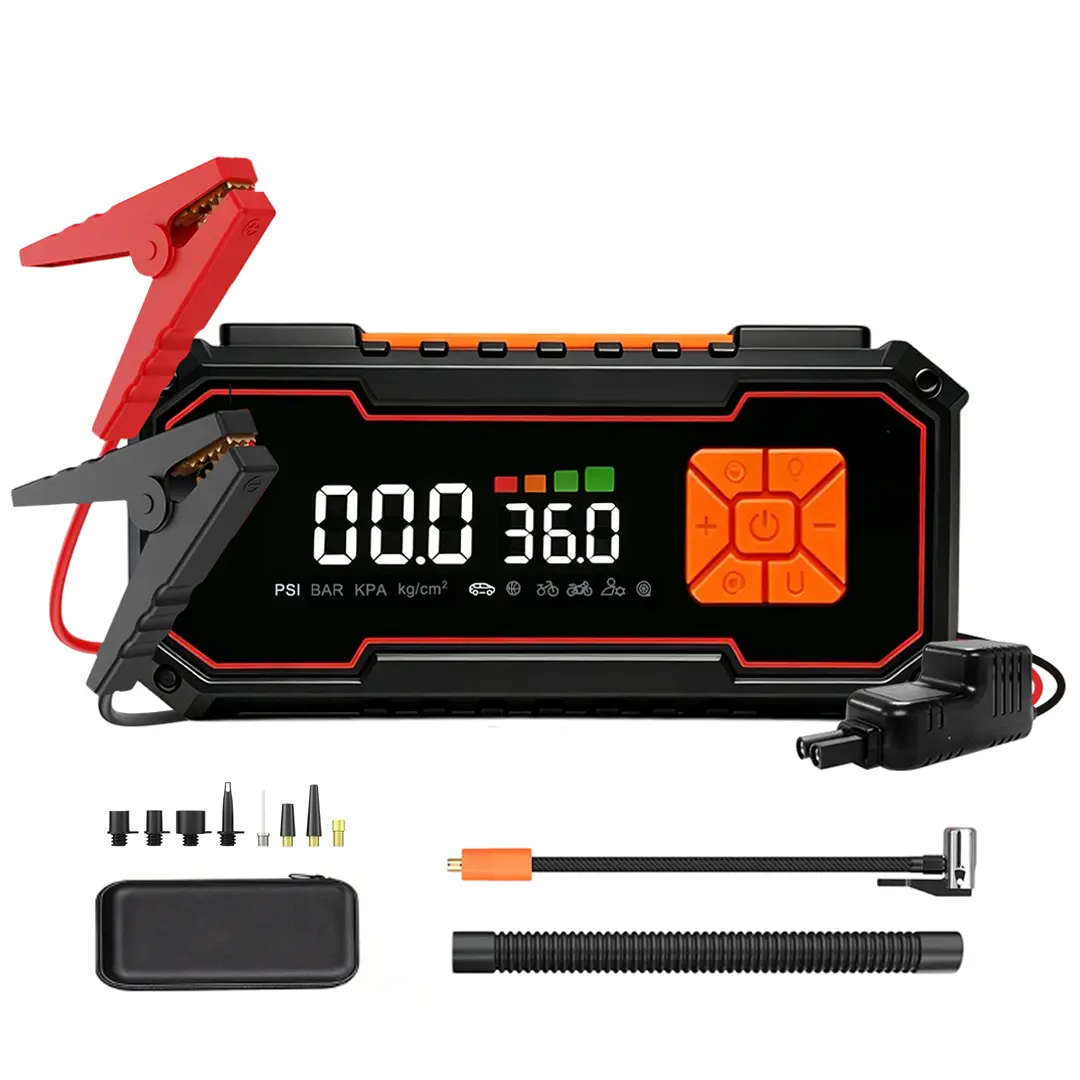 11-in-1 Car Battery Jump Starter with Air Compressor & Air Blower（160PSI）, Portable 12V Car Battery Booster Pack for Up to All Gas and 8.0L Diesel, Power Bank with LED Light for Garage, Roadside Emergency & Outdoor Recreation