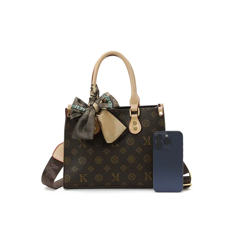 Premium handbag and shoulder bag, retro stylish design with multiple compartments for women.Free silk scarf included