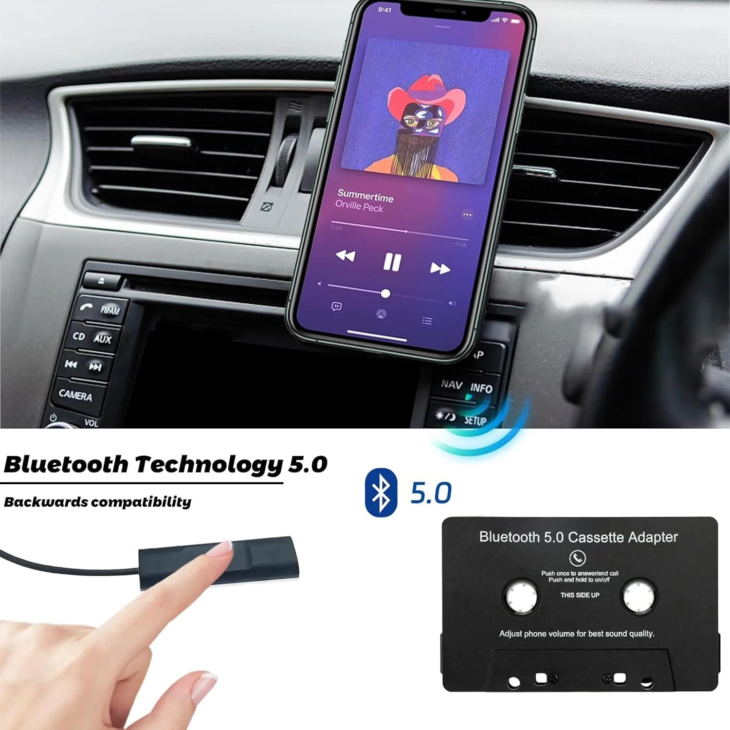 Bluetooth 5.0 Car Audio Stereo Cassette Player, Multi-Functional Vehicle Bluetooth Tape Receiver for MP3, Hands-Free Calling & Phonebook Sync for iPhone & Android