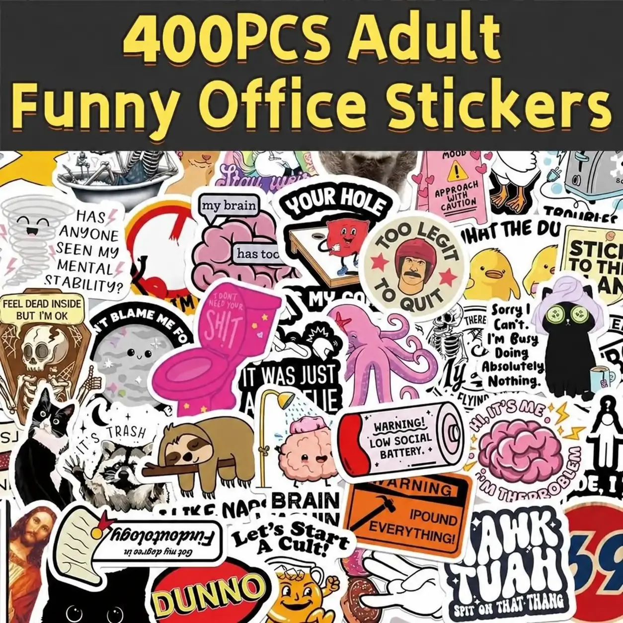 4000PCS Funny Saying Sticker Pack - Snarky,Sarcastic Bold Humor Vinyl Waterproof Memestickers for laptop, computer, water bottle, ipad,phones bumper folding chair sticker pack