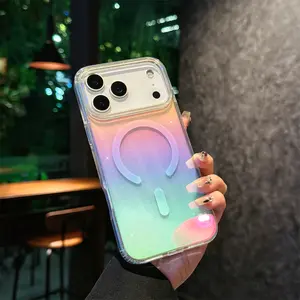 Gradient Colorful Glitter For Magsafe Case For iPhone 17 Air 16 15 14 13 Pro Max Plus Magnetic Wireless Charging Back Cover