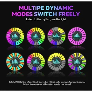 Music Activated Ambient Rhythm Light with Multiple Dynamic Modes Switch Freely Colorful RGB Lighting Effect Breathing Rhythm Single Color Spectrum Flashes with Sound car  accessories  girls