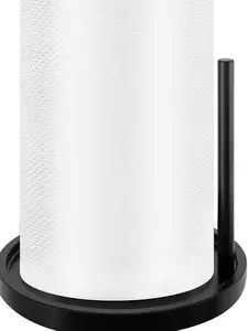 Freestanding Paper Towel Holder for Kitchen Countertop – Weighted Anti-Slip Base Stainless Steel Paper Roll Holder, Modern Black Kitchen Paper Towel Stand