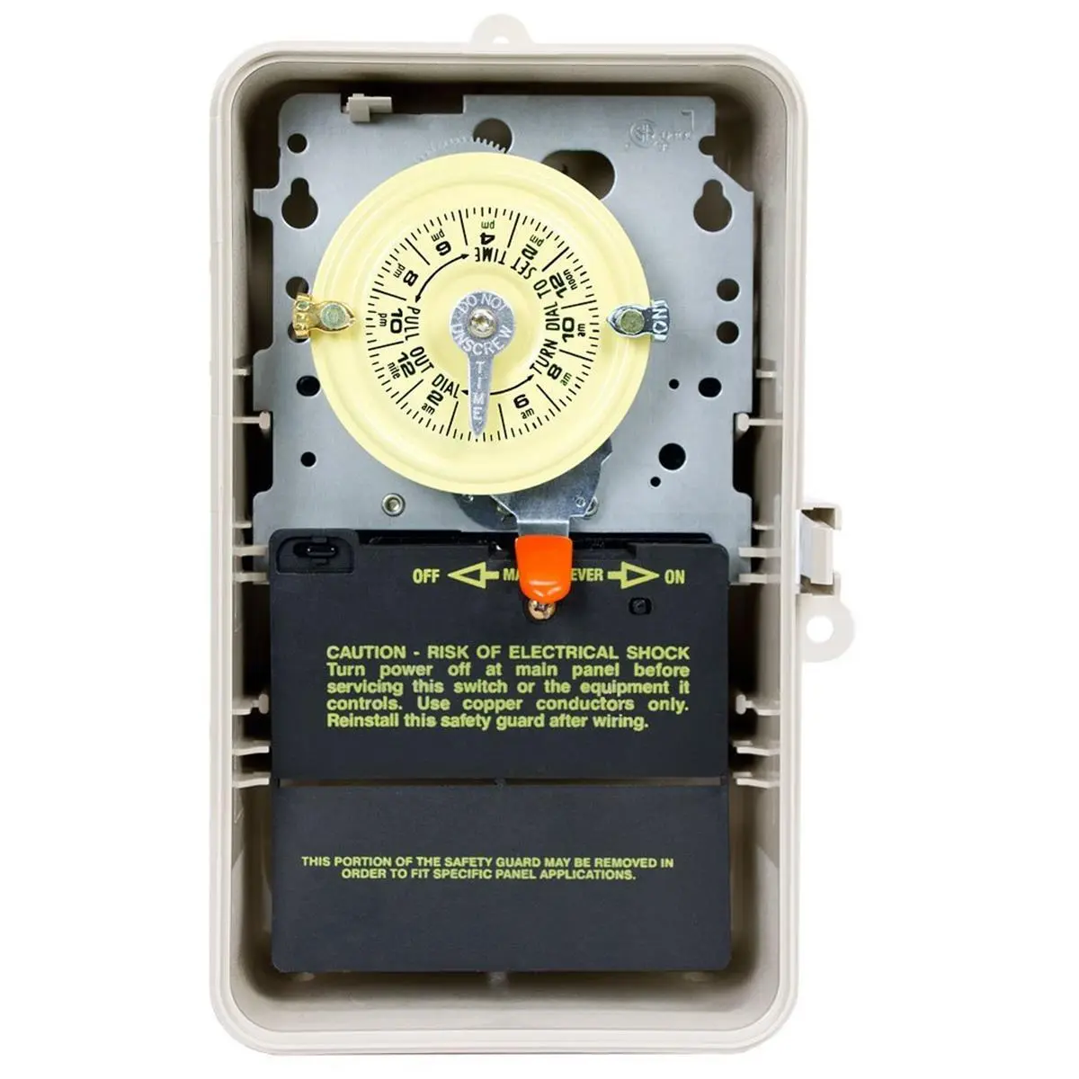 212 MAIN Mechanical Time Switch, Industrial High-Load Timer in Enclosed Metal Case, 208-277V with 24-Hour Control & Manual Override for Indoor Pumps, Fans, and Signs