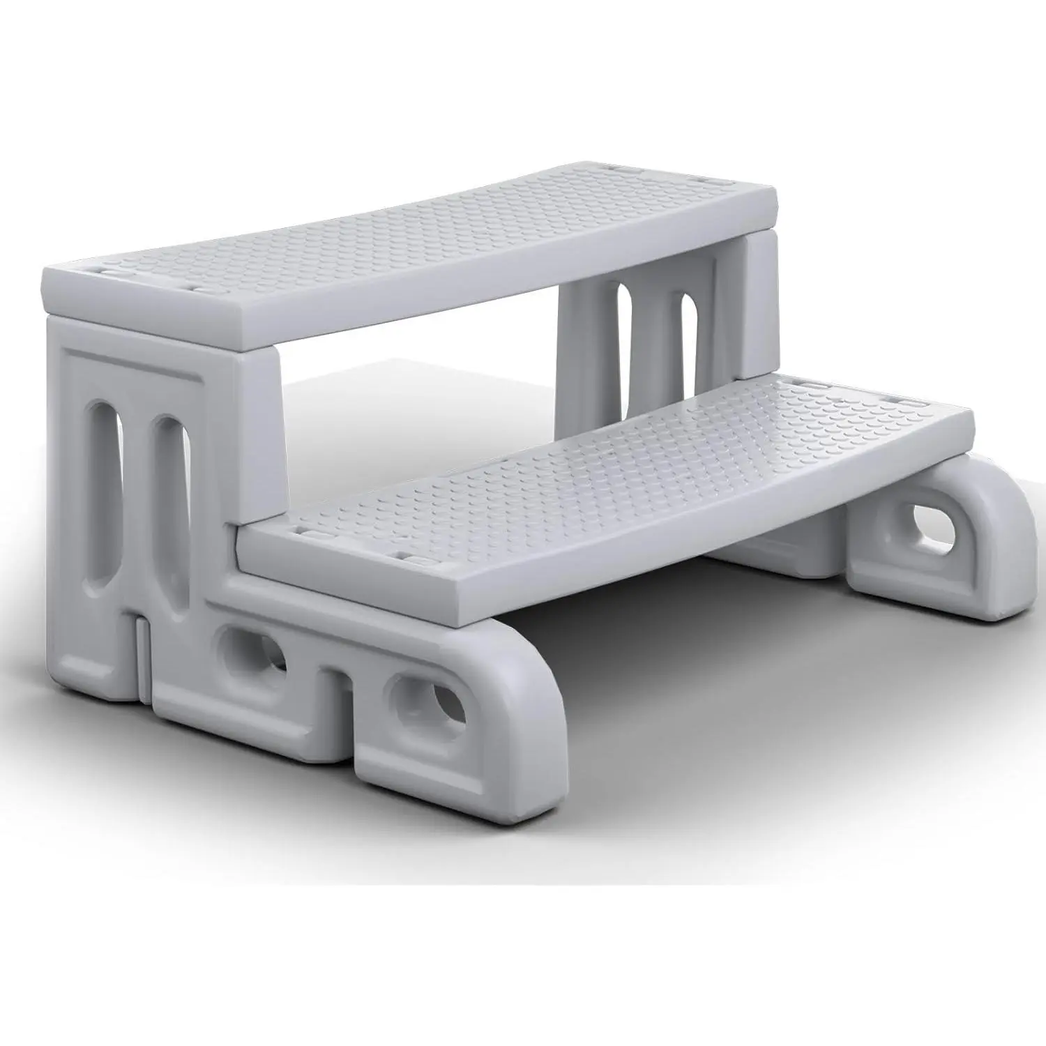 Hot Tub Steps,  2-Step Heavy Duty RV Steps and Stairs for Camper,Non-Slip Spa Steps for Outdoor Hot Tub, Pool Ladder Above Ground, Waterproof Resin Patio Steps, Easy Assembly Grey