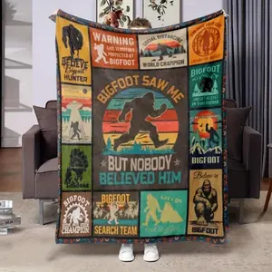 Soft Funny Throw Blanket Vintage Bigfoot Themed All-Season Cozy Blanket For Bed,Sofa,Chair Unisex Sasquatch Enthusiast Gift For Birthdays And Home Decor