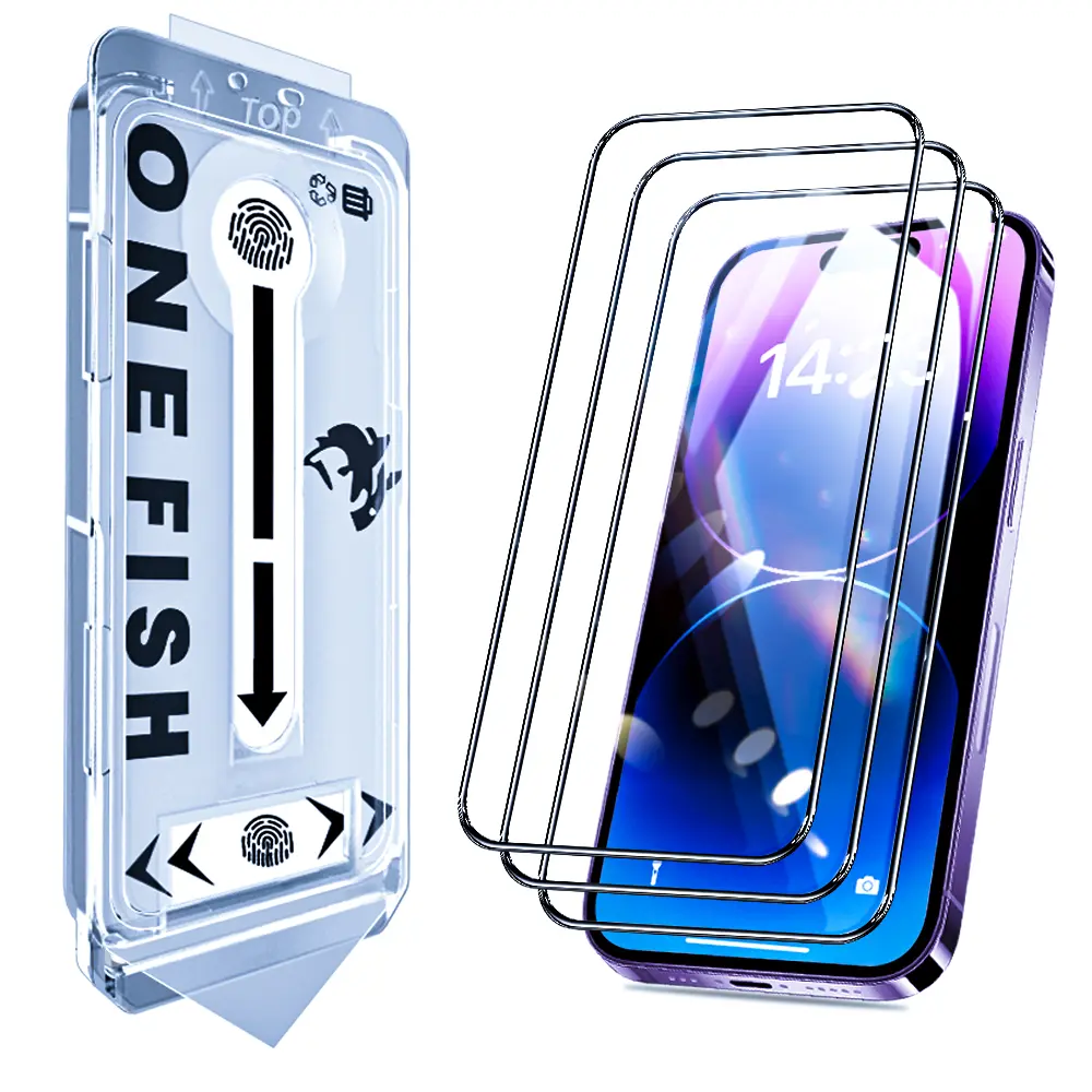 One Fish iPhone16/15/14/13/12/11/ x/Pro/Max/Plus Series Clear/Privacy /Protection Phone Film-Dust Free Without Bubbles【2 Pack】anti-prying eyes anti-fingerprint anti-fall reinforced glass Protective Film new technologies Accessories Cover Handheld Cas