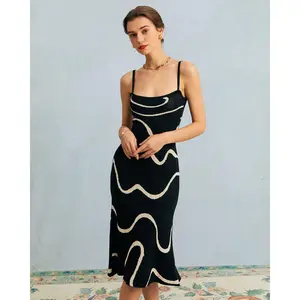 The Black Wave Mermaid Hem Knit Midi Dress
