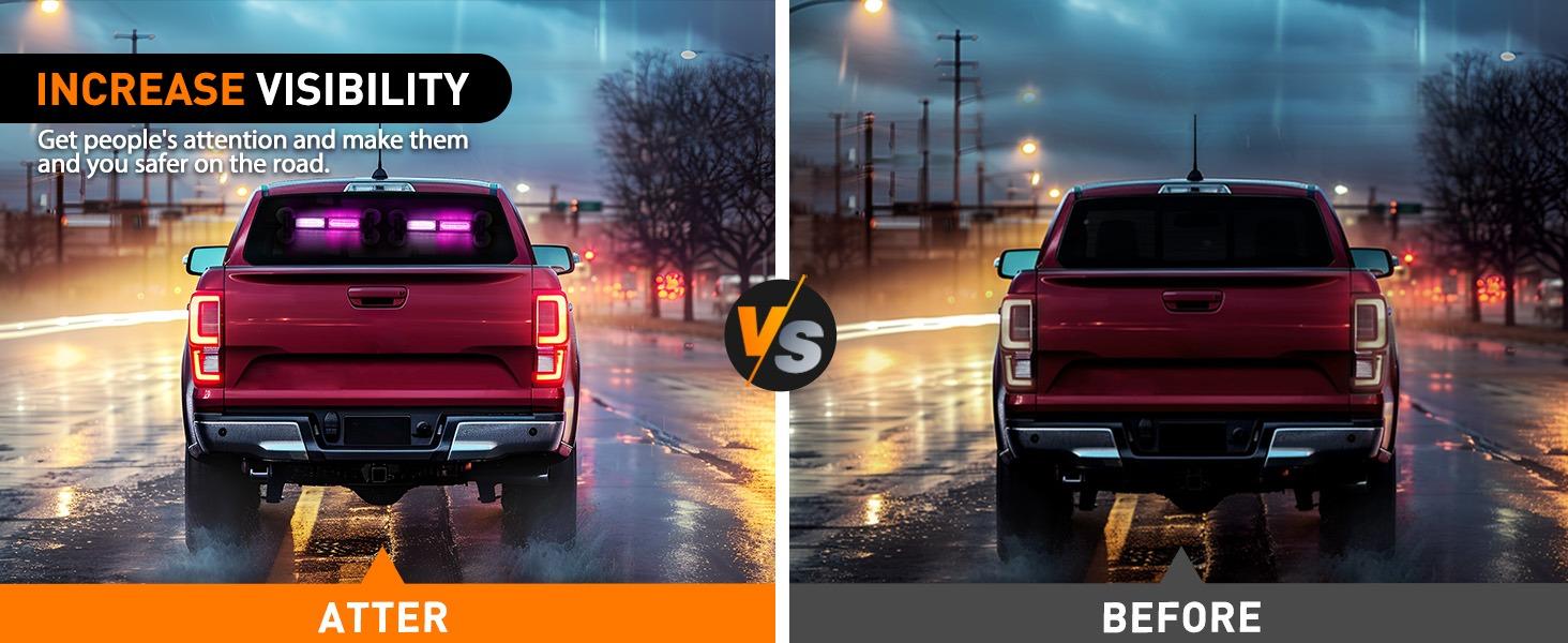 Nilight 40LED Purple White Emergency Strobe Traffic Advisor Light Bar with Suction Cups Dash Safety Warning Hazard Flashing Lights Interior Front/Rear Windshield for Trucks Construction Vehicles