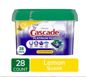 Cascade Platinum Plus ActionPacs Lemon Scent Dishwasher Detergent Pods 28 ct