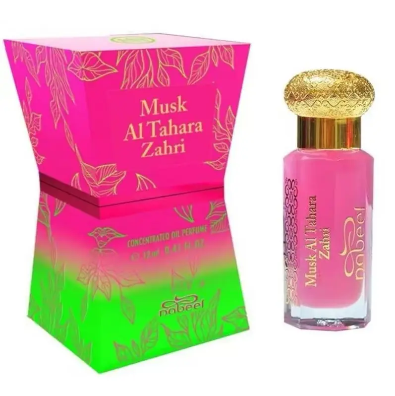Nabeel Musk Al Tahara Zahri Concentrated Oil Perfume - 12mL Unisex Pure Clean Scent, Pink Bottle with Gold Cap, Elegant Fragrance, Mini Purse Toiletries, Single Item (Beauty & Personal Care, Musk Unisex Fragrance)