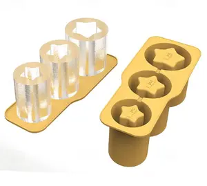 Flexible Silicone Ice Cube Tray for Tumbler Cup with Lid and Stanley Ice Mold – 3 Star-Shaped Hollow Stanley Cup Ice Mold for Whiskey Cocktails Coffee Kitchen Utensils Mug