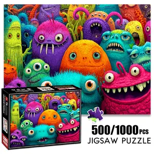 1pc 1000 piece adult puzzle 70x50cm Colorful Cartoon - Style Monsters Group500 pieces of paper jigsaw puzzle, suitable for adults and families, large-scale DIY puzzle interactive toy games, birthda