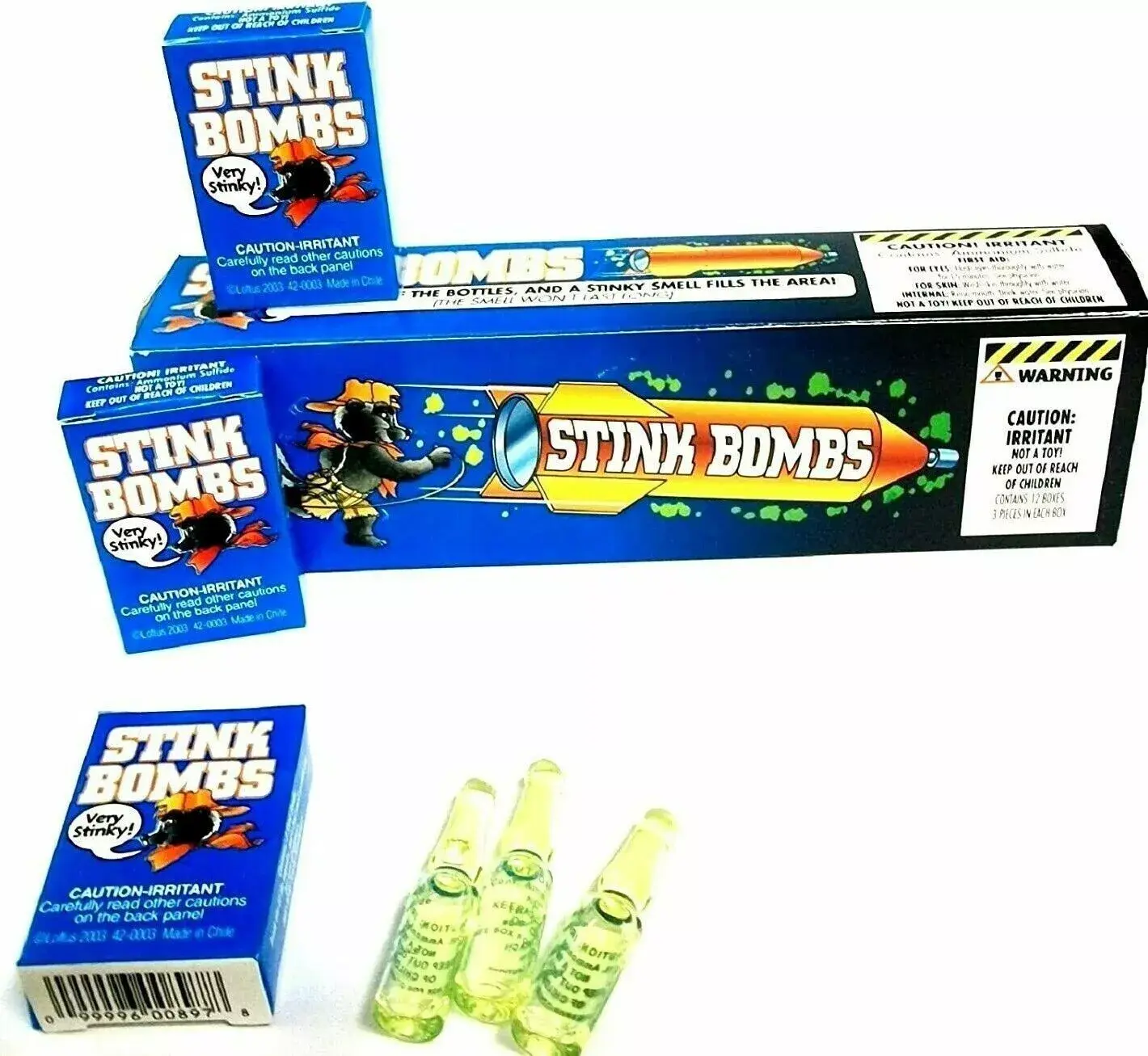1 CASE OF GLASS STINKY STINK BOMBS 36 TOTAL - WHOLESALE(L)