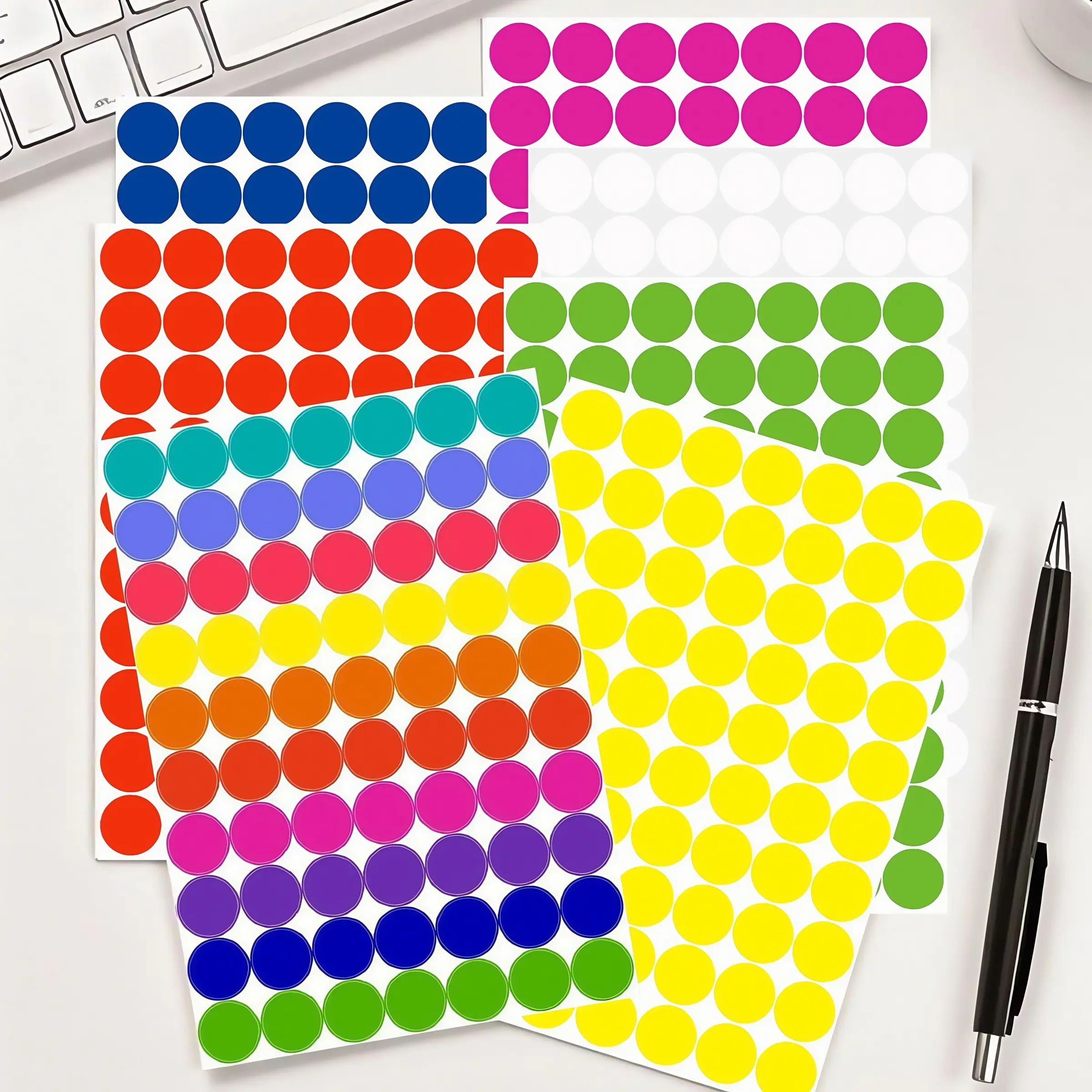 700 Colorful Self-Adhesive Round Sticker Sheets Set, Circle Sticker Label, Vibrant Paper Labels for Scrapbooking, Crafts and Organizing, Ideal for Events and DIY Projects