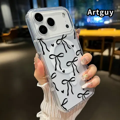 Magnetic Phone Case for iPhone 17 15 Plus 16 Pro Max Air E 14 13 12 11 X XS XR  Bow Whimsy  Pattern  TPU Premium Stylish Durable Protection Case
