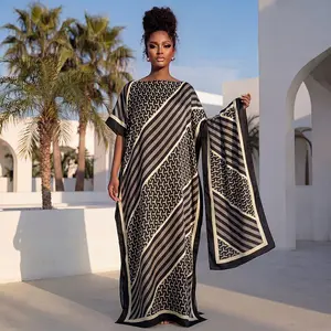 Floral Print Kaftan Dress with Matching Scarf - The Ultimate Versatile Summer Staple