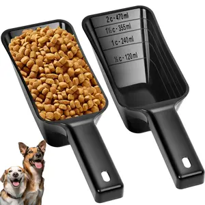 1 pc Pet Food Scoop, Portable Measuring Spoon for Dog and Cat Food, Plastic Pet Food Scoop with Measurement Lines, Dishwasher Safe