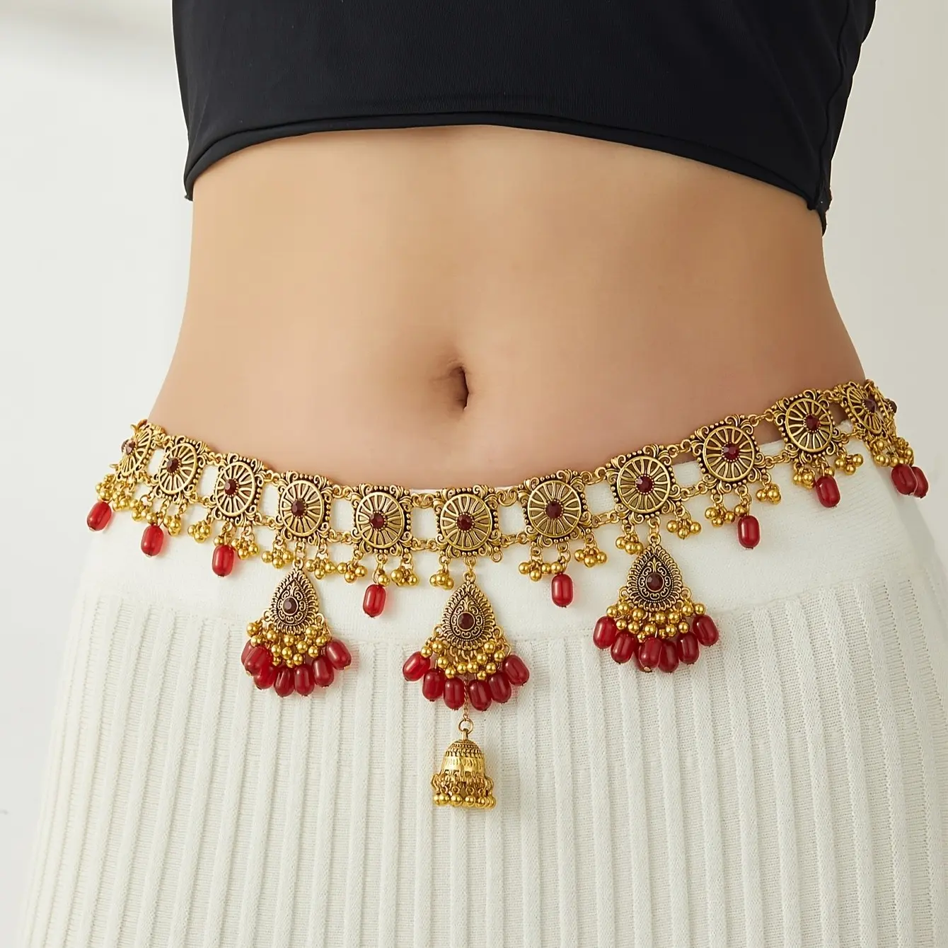 An Elegant And Exotic Waist Chain with Multi-Colored Tassels in a Bohemian Style, Ideal for Daily Use And Stage Shows